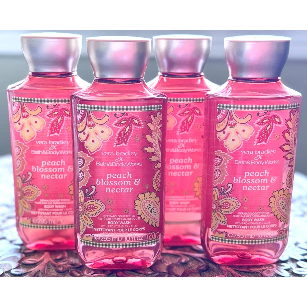 Bath & Body Works Vera Bradley Peach Blossom & Nectar Shower Gel Body Wash x4